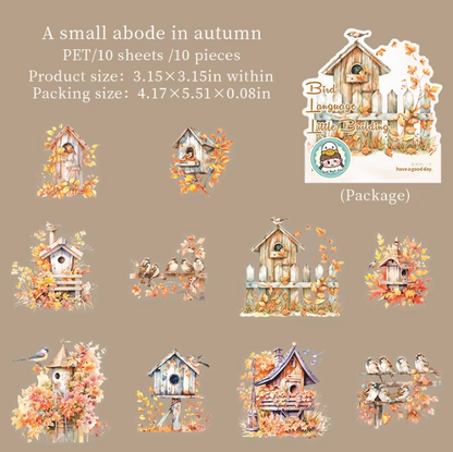 10 Pcs Bird Language Little Bird House Series Vintage Stickers
