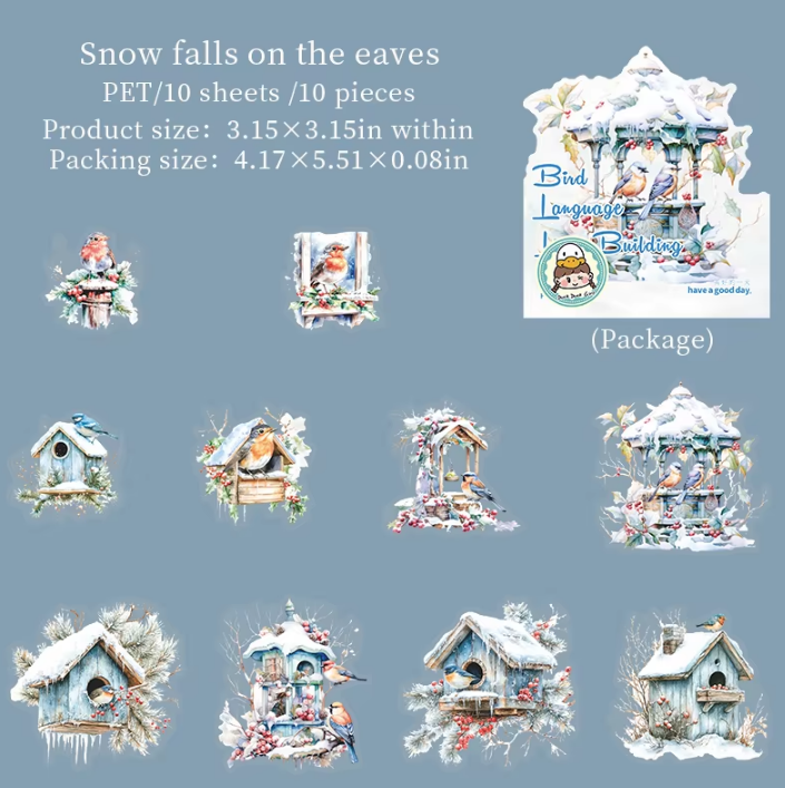 10 Pcs Bird Language Little Bird House Series Vintage Stickers