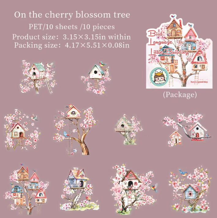 10 Pcs Bird Language Little Bird House Series Vintage Stickers