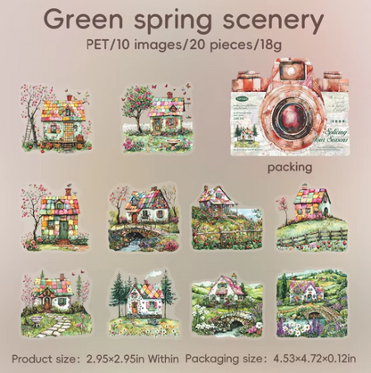 20 Pcs Patchwork Seasons Series Collage Decorative Landscaping stickers