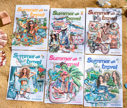 20 Pcs Summer Travel Journey Series Vintage Character stickers