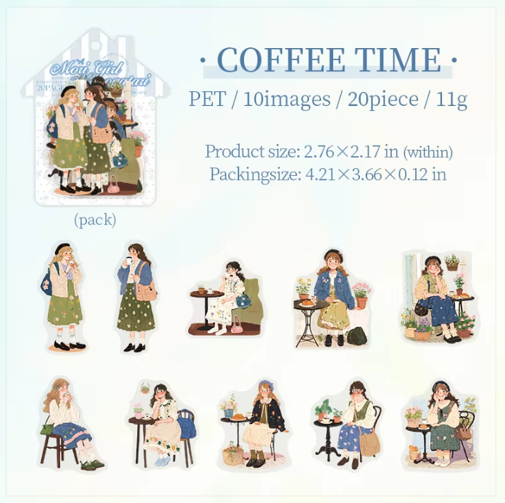 20 Pcs Mori Girl Story Series Character Life Stickers