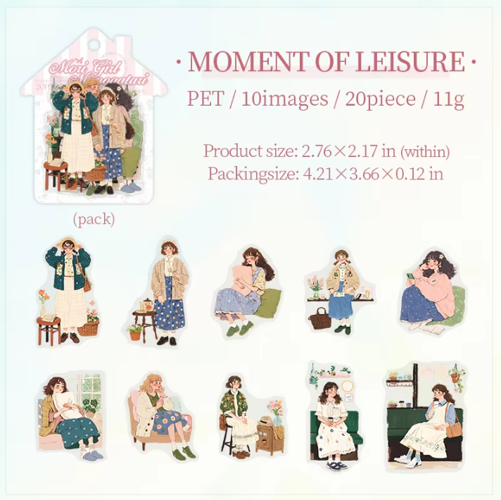 20 Pcs Mori Girl Story Series Character Life Stickers