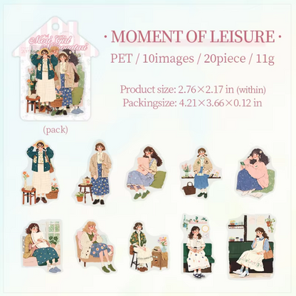 20 Pcs Mori Girl Story Series Character Life Stickers