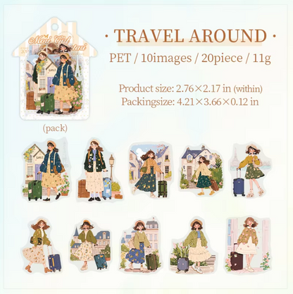 20 Pcs Mori Girl Story Series Character Life Stickers