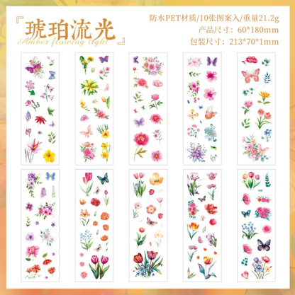 10 sheets Flow Flower Language Pet Sticker Sheets