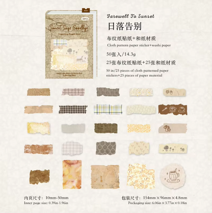 50 pcs Fragment Fabric Series Vintage stickers