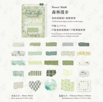 50 pcs Fragment Fabric Series Vintage stickers