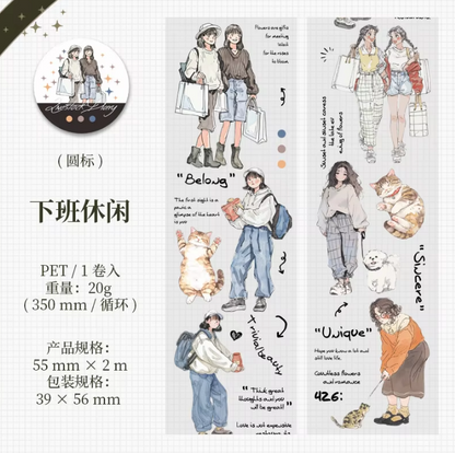 1 Roll Social Animal Diary Series Original Characters PET Tapec