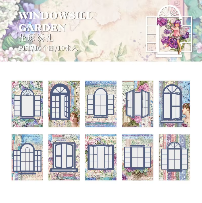 10 Pcs Windowsill Garden Series Window Frame Stickers