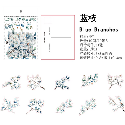 20 Pcs Branches and Leaves Series Decorative Stickers