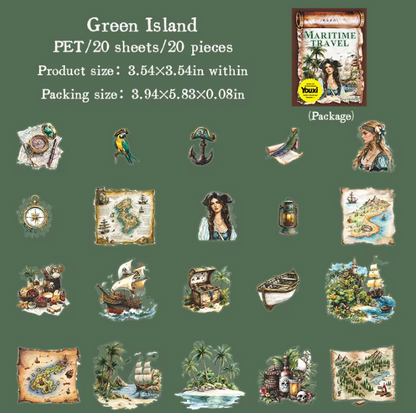 20 Pcs Nautical Travel Series Marine Aquascape Stickers