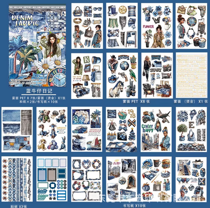 20 Sheets Characters Roses Landscape Sticker Book for Journaling