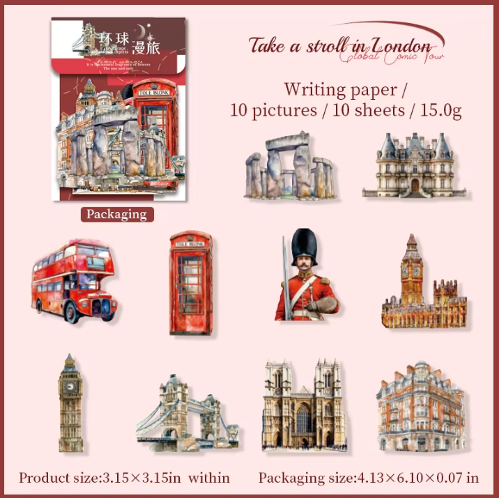 10 Pcs Universal Wanderlust Series Travel Theme Hard Card Stickers
