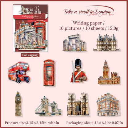 10 Pcs Universal Wanderlust Series Travel Theme Hard Card Stickers