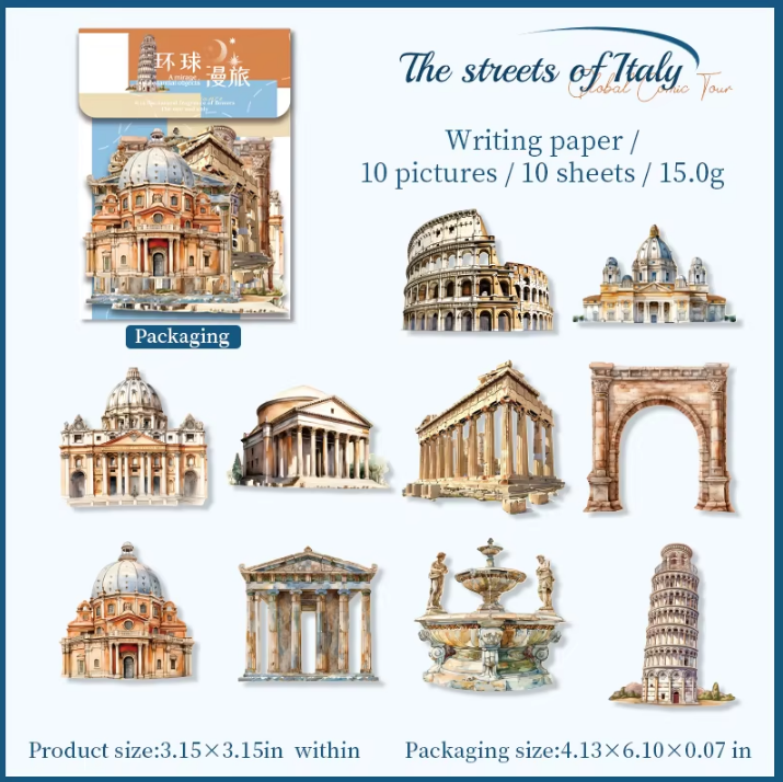 10 Pcs Universal Wanderlust Series Travel Theme Hard Card Stickers