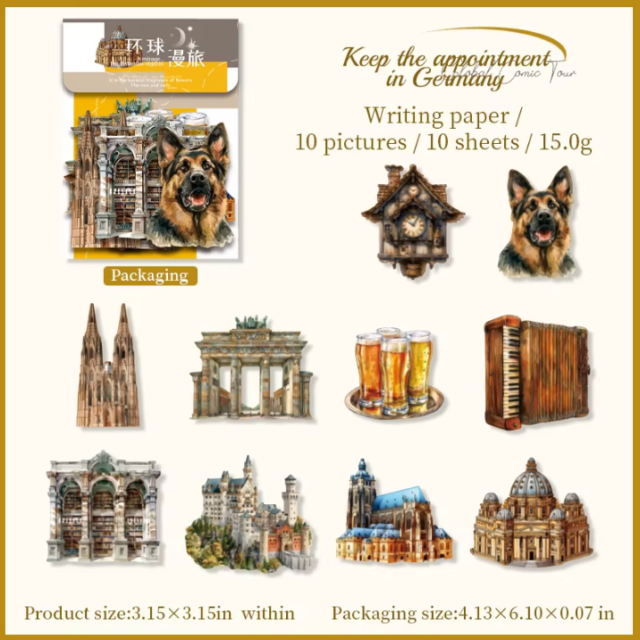 10 Pcs Universal Wanderlust Series Travel Theme Hard Card Stickers