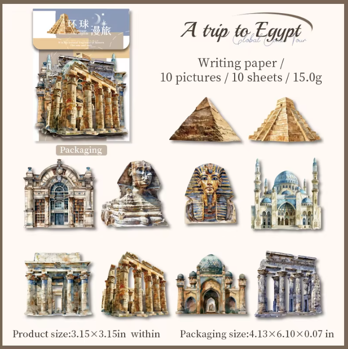 10 Pcs Universal Wanderlust Series Travel Theme Hard Card Stickers
