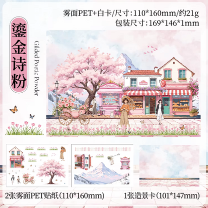 3pcs/pack Patrol Season Illustrated Scenic Stickers