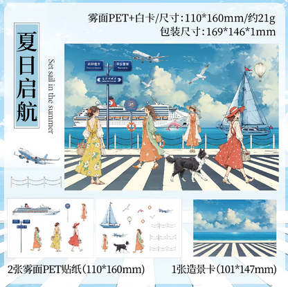3pcs/pack Long Holiday Matte PET Landscape Stickers