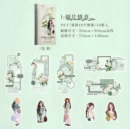 10 Pcs Romantic Deconstruction Series Light Retro Girl PET Strip Collage Sticker