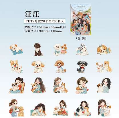 20 pcs Aya's Pals Series Cartoon Pet Stickers