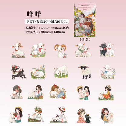 20 pcs Aya's Pals Series Cartoon Pet Stickers