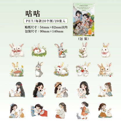 20 pcs Aya's Pals Series Cartoon Pet Stickers