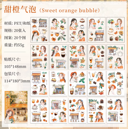 20 Sheets Flower Letter Creative Character PET Sticker Book