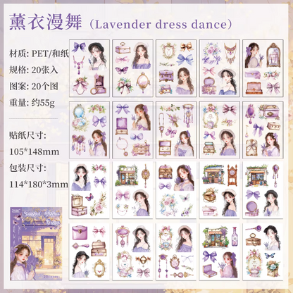 20 Sheets Flower Letter Creative Character PET Sticker Book