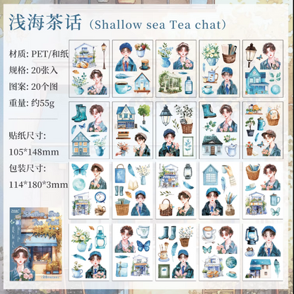 20 Sheets Flower Letter Creative Character PET Sticker Book