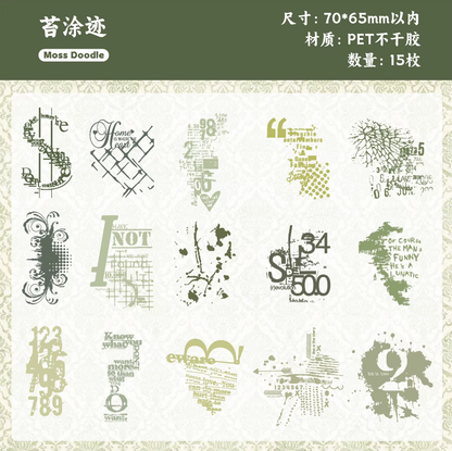 15 Pcs Scratchbook Series Base Layering Collage Decorative Stickers