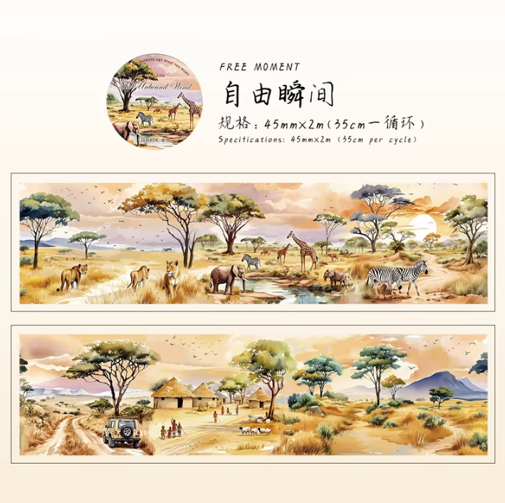 2M Roll Free Wind Series Vintage Natural Scene Landscape Pet Tape