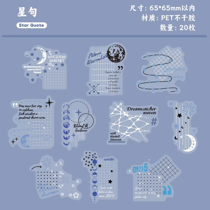 20 Pcs White Night Star Array Series Fresh DIY Decorative Stickers