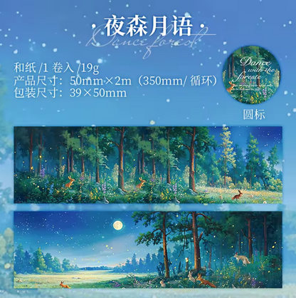 2M Roll Dance with the Forest Series Creative Mountain Forest Theme Scenery Tape