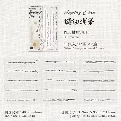 30 Pcs Sewing Studio Series Creative Sewing Thread Trace Scrapbooking Stickers