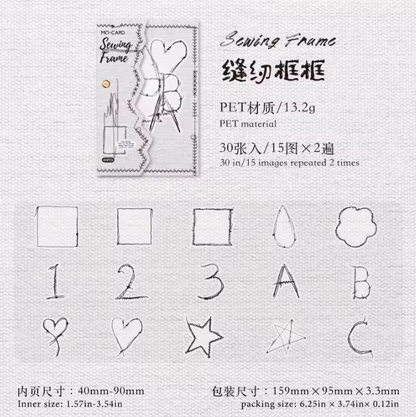 30 Pcs Sewing Studio Series Creative Sewing Thread Trace Scrapbooking Stickers