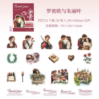 20 Pcs Literary Stories Series Classic Story Scenery Stickers for Journal