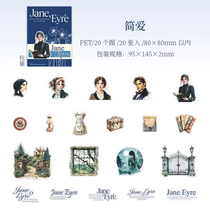 20 Pcs Literary Stories Series Classic Story Scenery Stickers for Journal