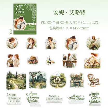 20 Pcs Literary Stories Series Classic Story Scenery Stickers for Journal
