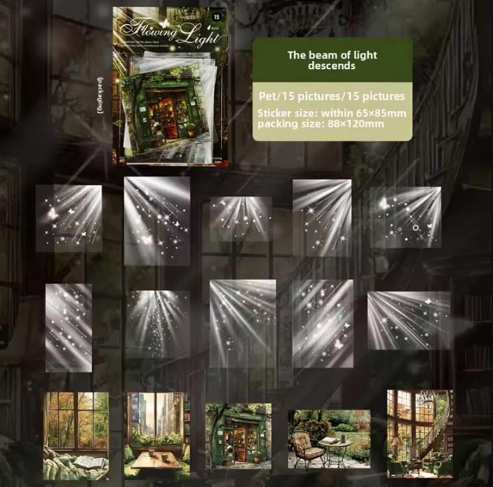 15 Pcs Momentary Glow Series Landscape Elements for Holiday Decoration Stickers