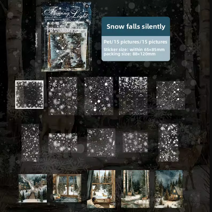 15 Pcs Momentary Glow Series Landscape Elements for Holiday Decoration Stickers