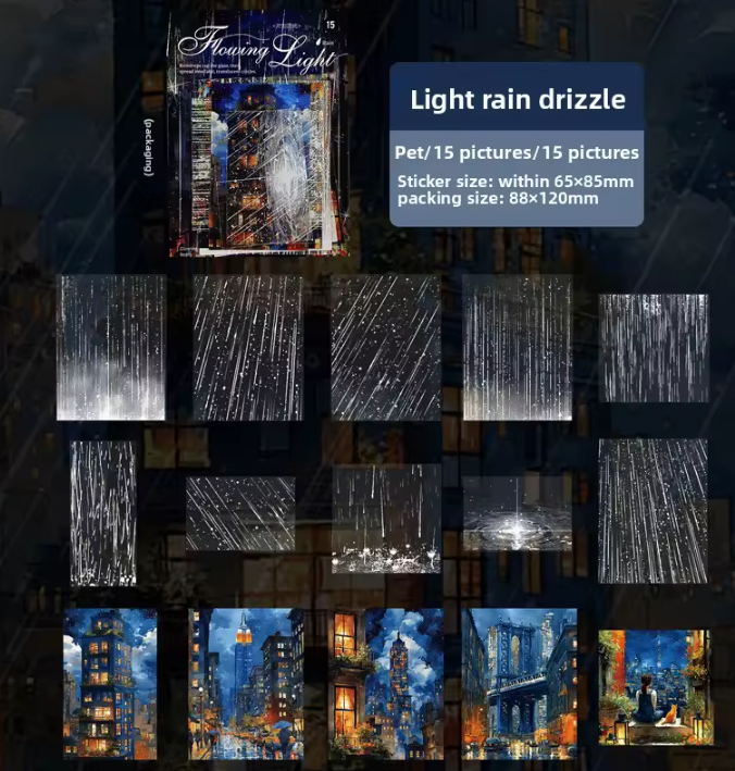 15 Pcs Momentary Glow Series Landscape Elements for Holiday Decoration Stickers