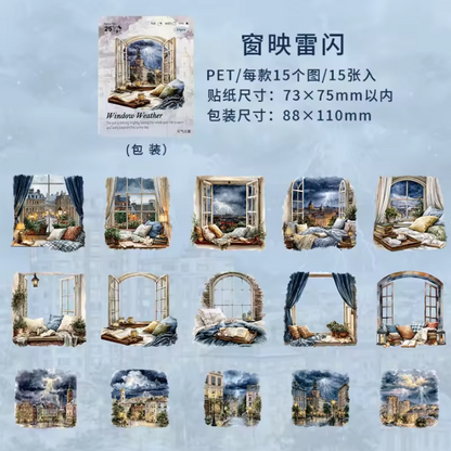 15 Pcs Weather Window Series Natural Landscape Scenery Sticker