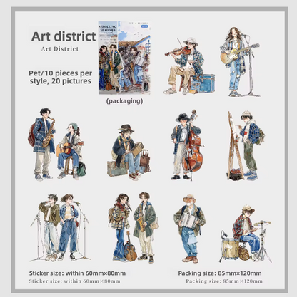 20 Pcs Fireworks Pedestrian Series Original Character Theme Sticker Pack