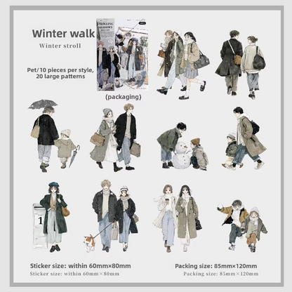 20 Pcs Fireworks Pedestrian Series Original Character Theme Sticker Pack