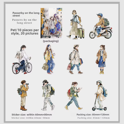 20 Pcs Fireworks Pedestrian Series Original Character Theme Sticker Pack