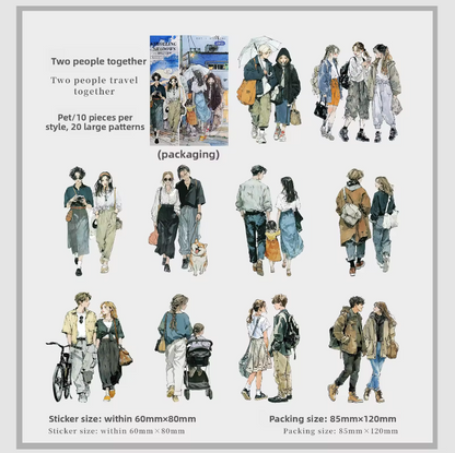 20 Pcs Fireworks Pedestrian Series Original Character Theme Sticker Pack