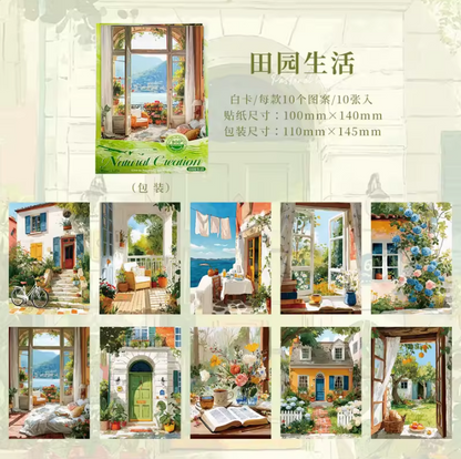 10 Sheets Natural Creations Series Landscape White Cardstock Crafting Materials