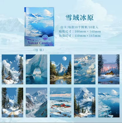 10 Sheets Natural Creations Series Landscape White Cardstock Crafting Materials